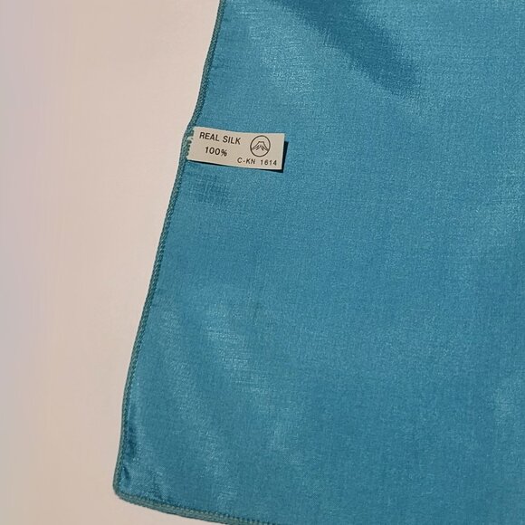 Turquoise Blue Pure Silk Scarf - Picture 2 of 4